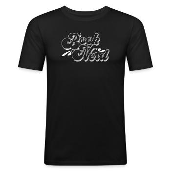 Brook Nerd Script Logo - Men's Slim Fit T-Shirt - black - Front - Nik (191cm)