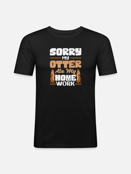 Seeotter Cartoon - Männer Slim Fit T-Shirt - Schwarz
