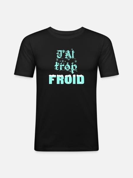 Winter Frost Typography - T-shirt près du corps Homme - noir