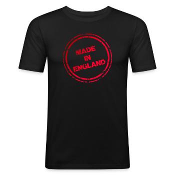 Made in England T-Shirt – Distressed Red Stambp - Men's Slim Fit T-Shirt - black - Front - Nik (191cm)