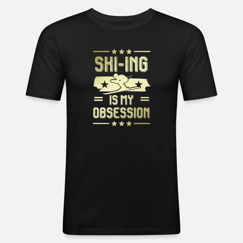 ski skiing - Männer Slim Fit T-Shirt - Schwarz