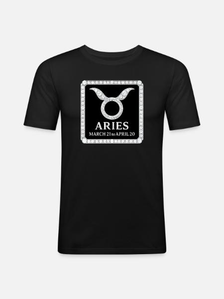 Sternzeichen Widder  - Männer Slim Fit T-Shirt - Schwarz