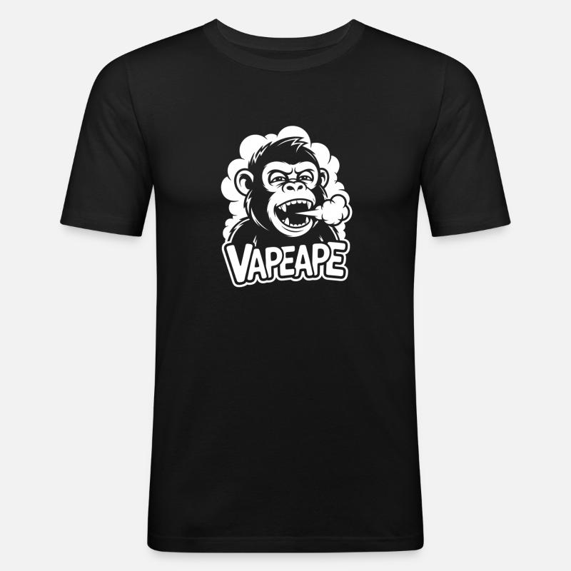 Vapeape Affe mit Dampf - Männer Slim Fit T-Shirt - Schwarz
