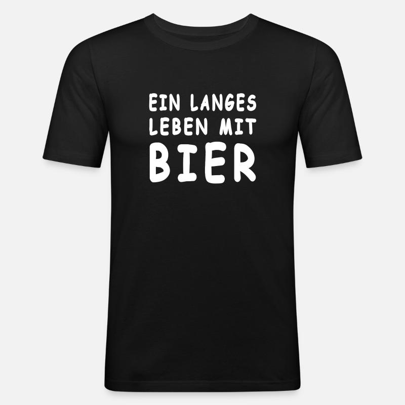 Bier - Männer Slim Fit T-Shirt - Schwarz