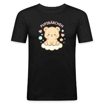 Pupsbärchen Kuschelwolke - Männer Slim Fit T-Shirt - Schwarz - Vorne - Nik (191cm)