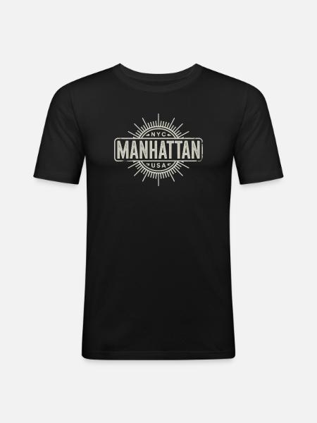 Manhattan - New York Souvenir Design - Men's Slim Fit T-Shirt - black