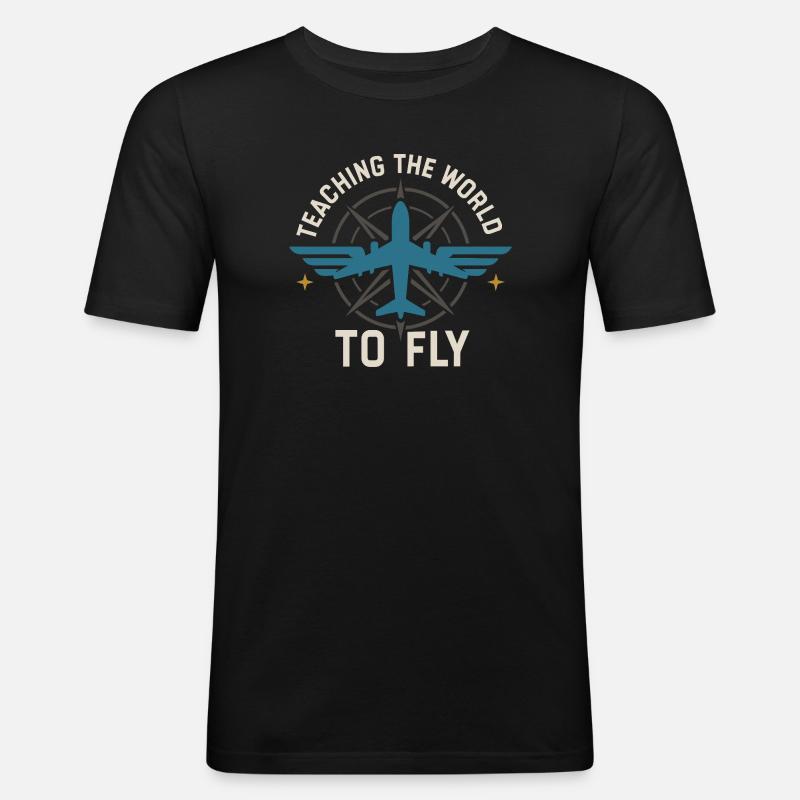 Fluglehrer Cfi Pilot Luftfahrtlehrer - Männer Slim Fit T-Shirt - Schwarz