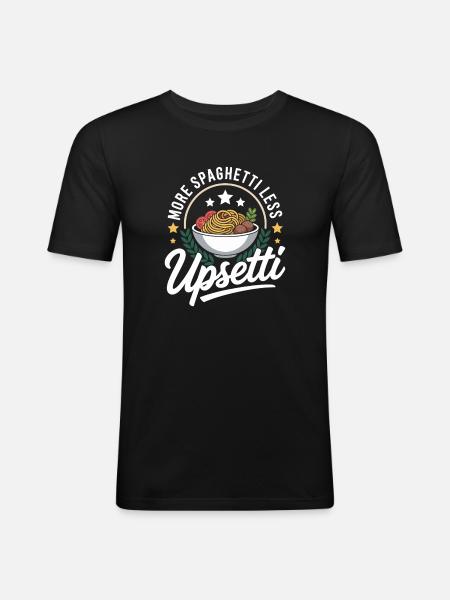 More spaghetti, less upsetti - Men's Slim Fit T-Shirt - black