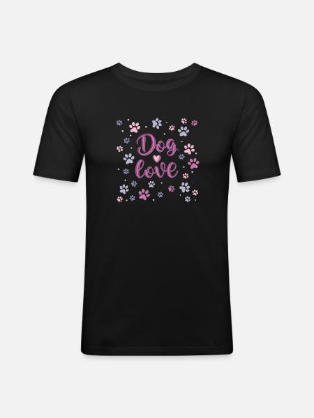 Pastellfarbene Hundeliebe - Männer Slim Fit T-Shirt - Schwarz