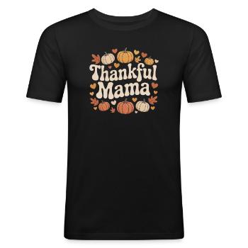 Maman reconnaissante Automne Citrouilles Coeurs Amour - T-shirt près du corps Homme - noir - Devant - Nik (191cm)