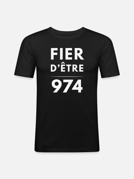 Fier d'Être 974 - T-shirt près du corps Homme - noir