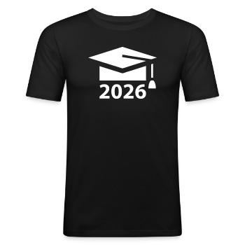 ABI 2026 Abitur Abschlussfeier Abiball - Männer Slim Fit T-Shirt - Schwarz - Vorne - Nik (191cm)