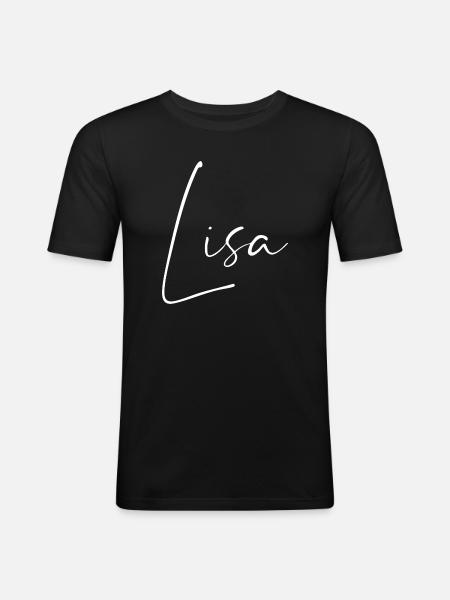 Lisa / Handwriting Name Design (White) - Men's Slim Fit T-Shirt - black