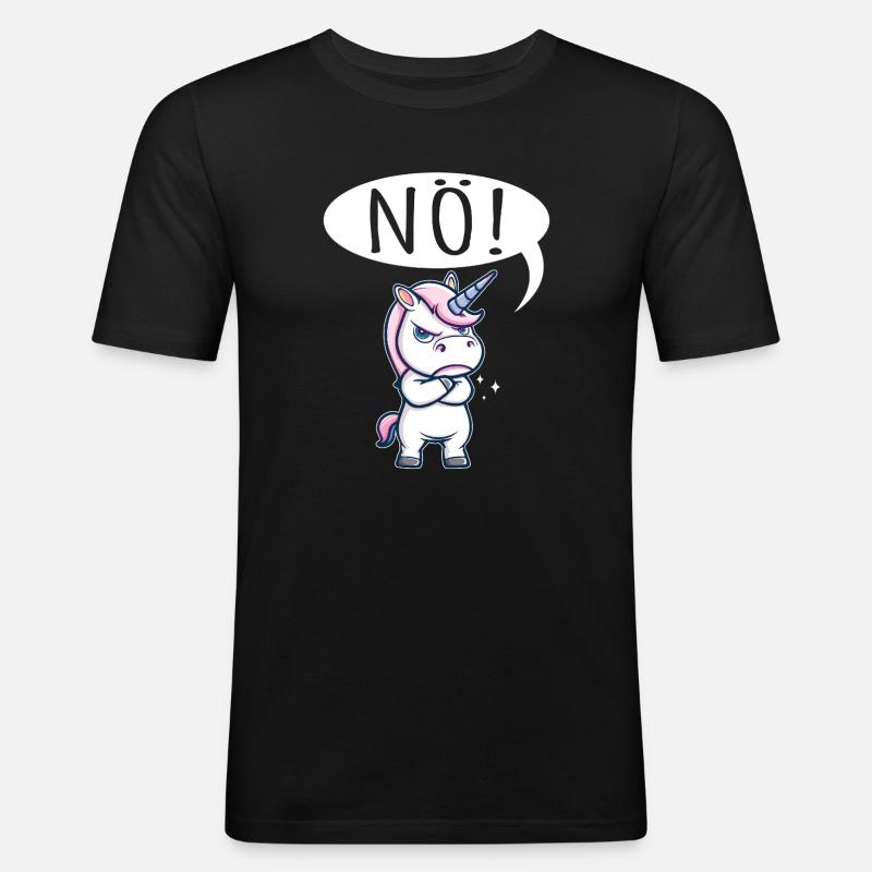 Einhorn Nö Bockig - Männer Slim Fit T-Shirt - Schwarz