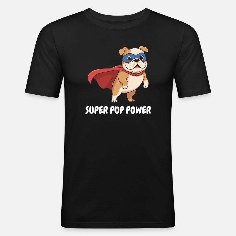 Superhelden Hund Cape - Männer Slim Fit T-Shirt - Schwarz