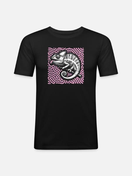 Chamäleon Pastell Stammeskunst - Männer Slim Fit T-Shirt - Schwarz