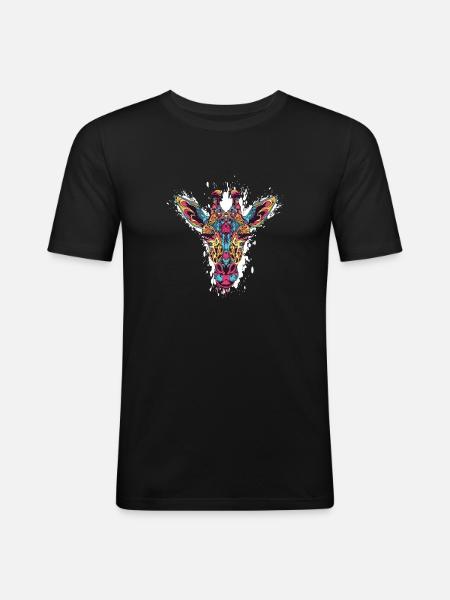 Kaleidoscope Giraffe Head - Men's Slim Fit T-Shirt - black
