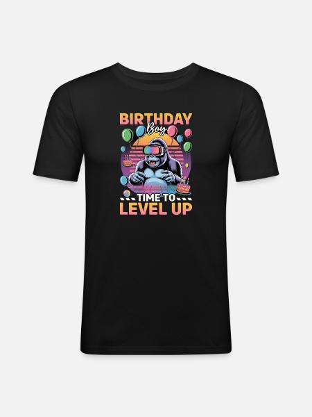 Anniversaire Gamer VR - T-shirt près du corps Homme - noir