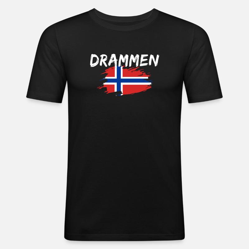 Drammen Norwegen - Männer Slim Fit T-Shirt - Schwarz