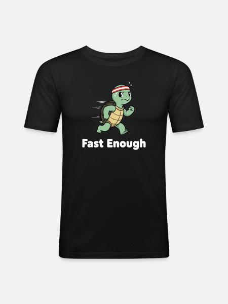 Fast turtle in sprint - Men's Slim Fit T-Shirt - black