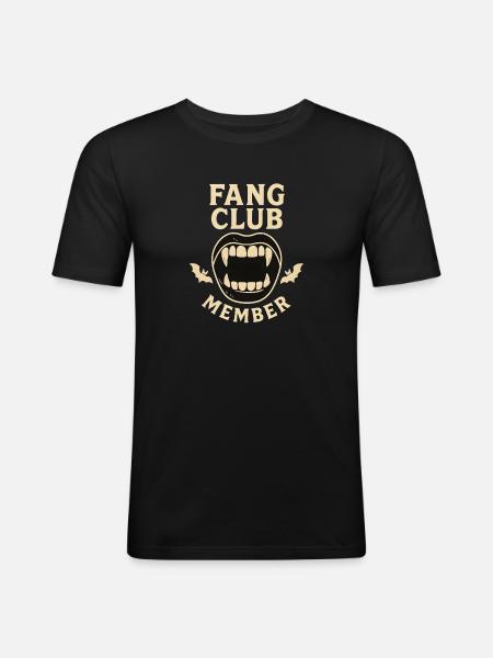 Fang Club Member, Funny Halloween  - Men's Slim Fit T-Shirt - black