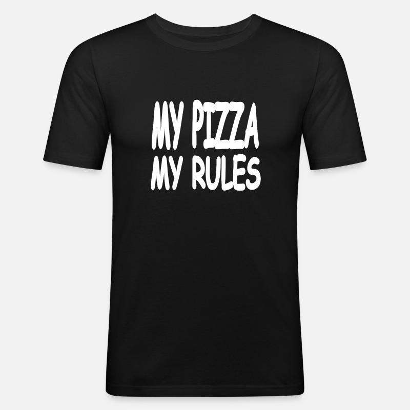 Pizza - Männer Slim Fit T-Shirt - Schwarz