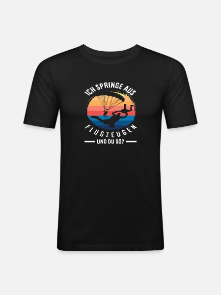 Airplane Jumping Skydiver - Men's Slim Fit T-Shirt - black