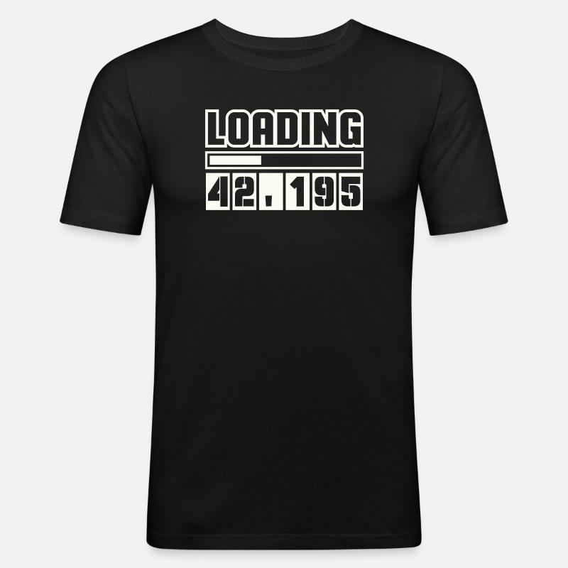 Loading 42,195 Marathon - Männer Slim Fit T-Shirt - Schwarz