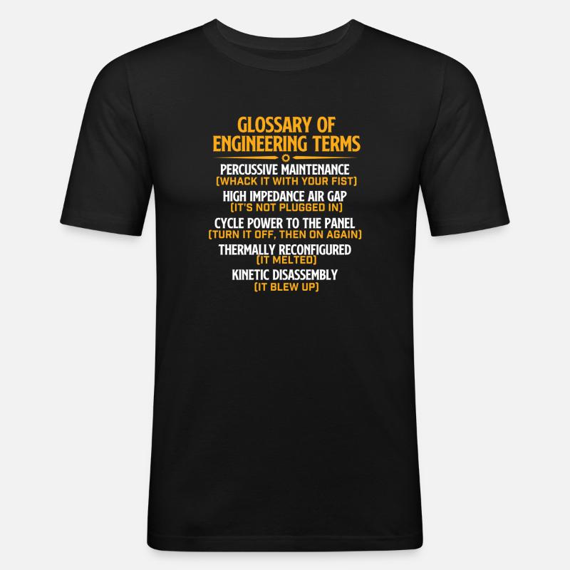 Glossar der technischen Begriffe Lustige Mechanik - Männer Slim Fit T-Shirt - Schwarz