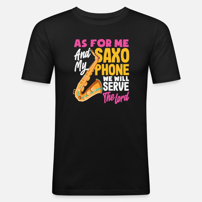 Saxofon - Männer Slim Fit T-Shirt - Schwarz
