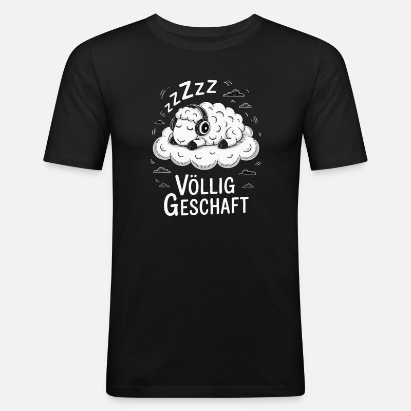 Völlig geschafft geSchaft Schaf Design - Männer Slim Fit T-Shirt - Schwarz