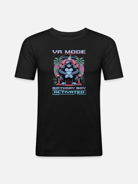 Anniversaire Gamer VR - T-shirt près du corps Homme - noir