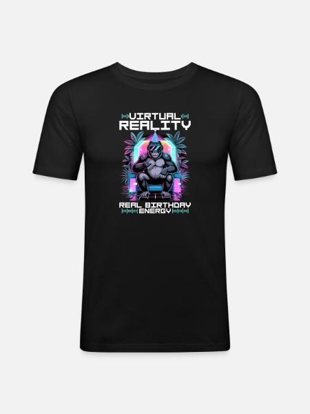 Birthday Gamer VR - Men's Slim Fit T-Shirt - black