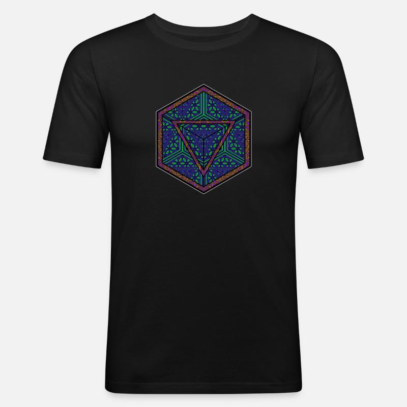 Mandala Kaleidoscope Triangle Pattern Psychedelic - Men's Slim Fit T-Shirt - black