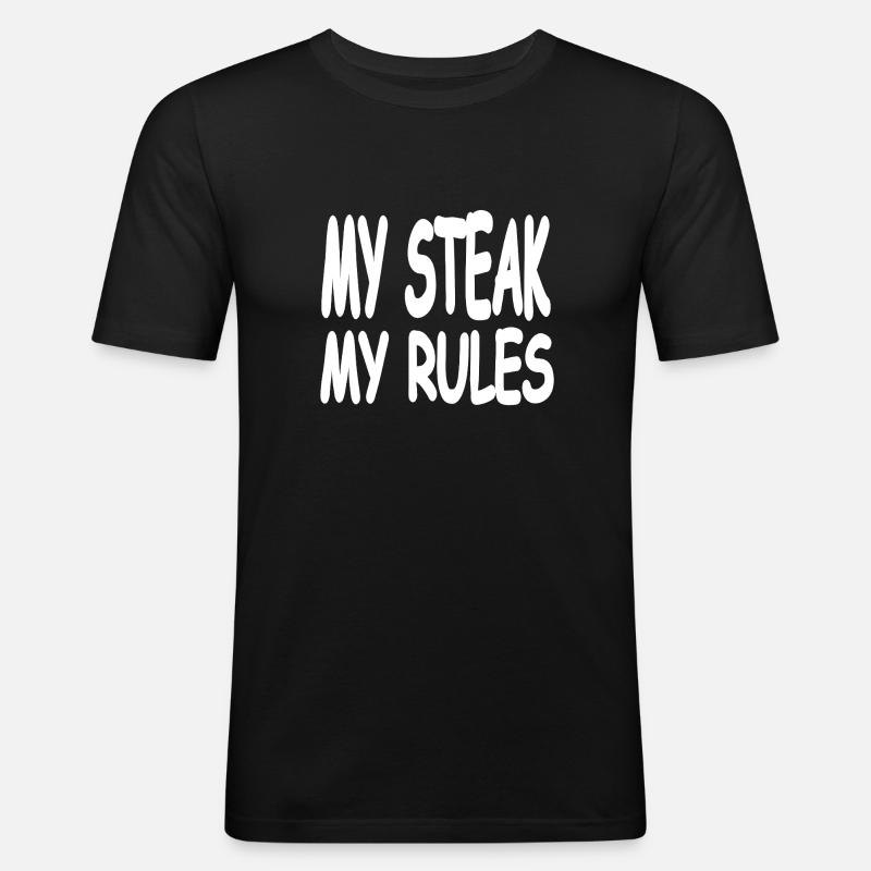 Steak - Männer Slim Fit T-Shirt - Schwarz