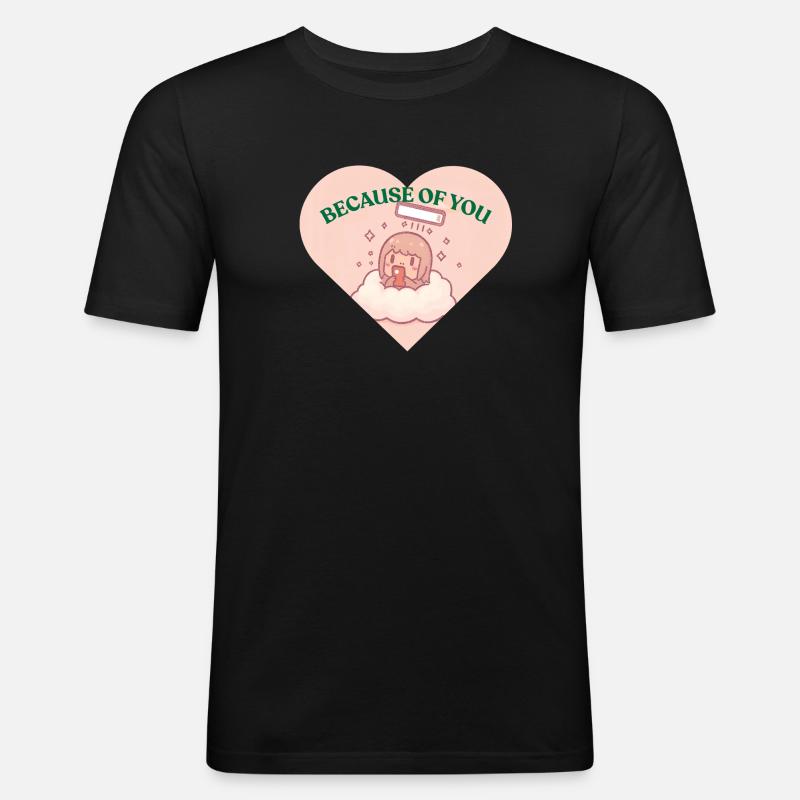 Wegen dir - Douceur Câline - Männer Slim Fit T-Shirt - Schwarz