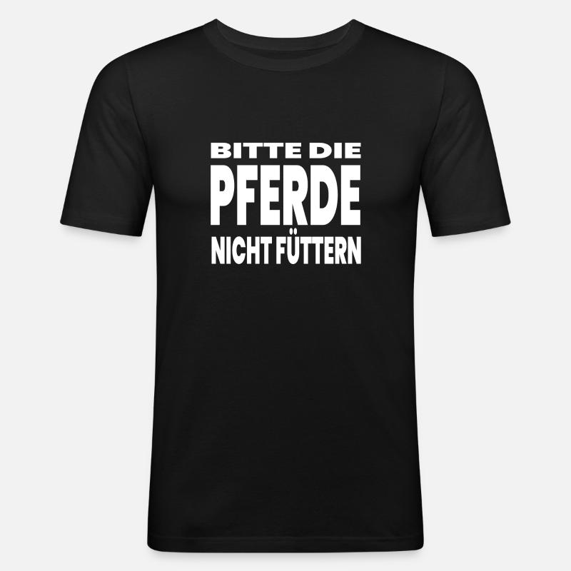 Pferde - Männer Slim Fit T-Shirt - Schwarz