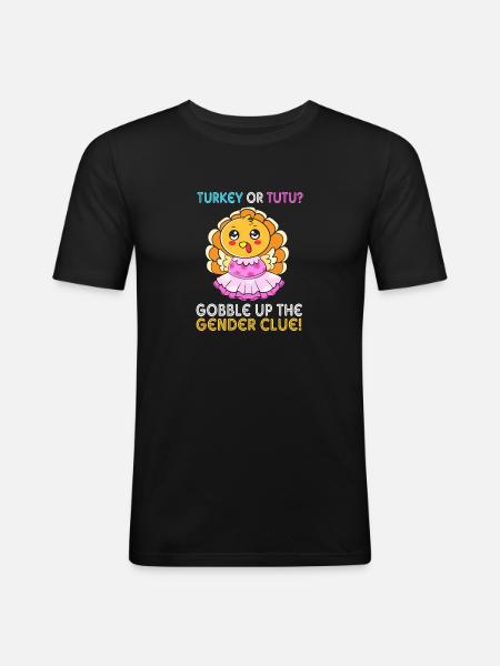 Thanksgiving Gender Reveal Werdende Mutter - Männer Slim Fit T-Shirt - Schwarz
