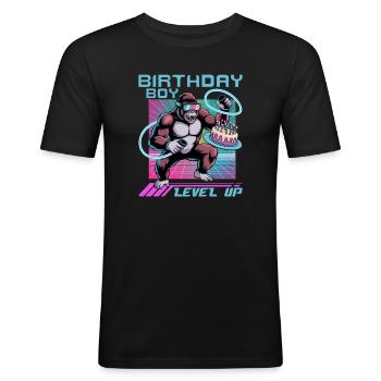 Birthday Gamer VR - Männer Slim Fit T-Shirt - Schwarz - Vorne - Nik (191cm)