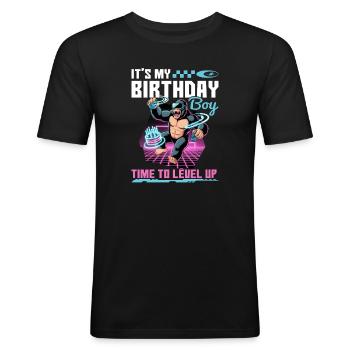 Birthday Gamer VR - Men's Slim Fit T-Shirt - black - Front - Nik (191cm)