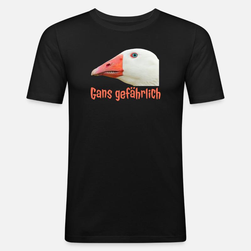 Ganz Gefährlich Gänsekopf - Männer Slim Fit T-Shirt - Schwarz