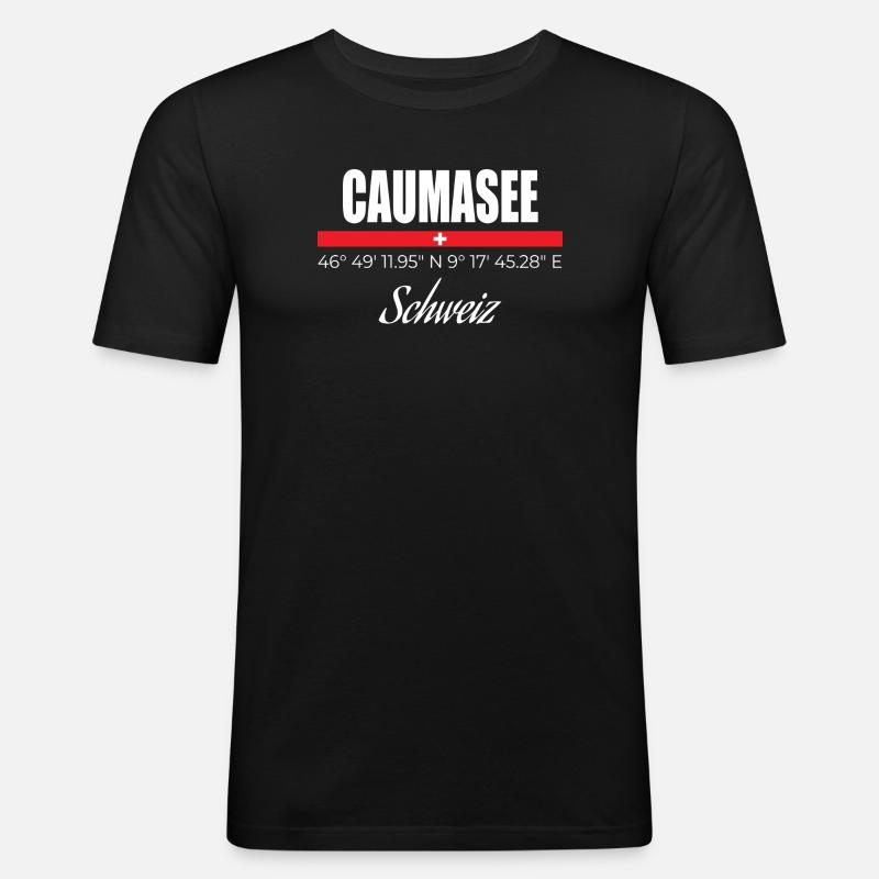 Caumasee - Männer Slim Fit T-Shirt - Schwarz