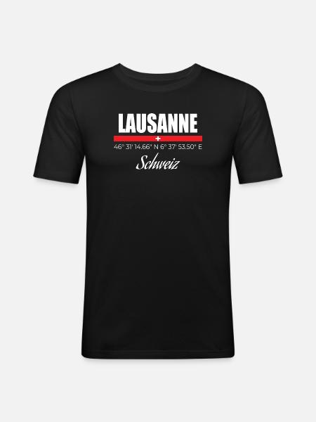 Lausanne - T-shirt près du corps Homme - noir