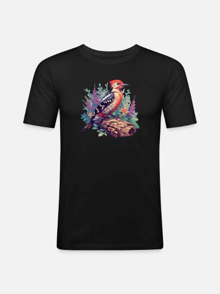 Spechte Specht - Männer Slim Fit T-Shirt - Schwarz