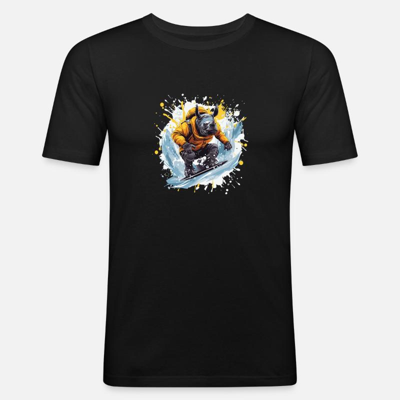 Nashorn Snowboard - Männer Slim Fit T-Shirt - Schwarz