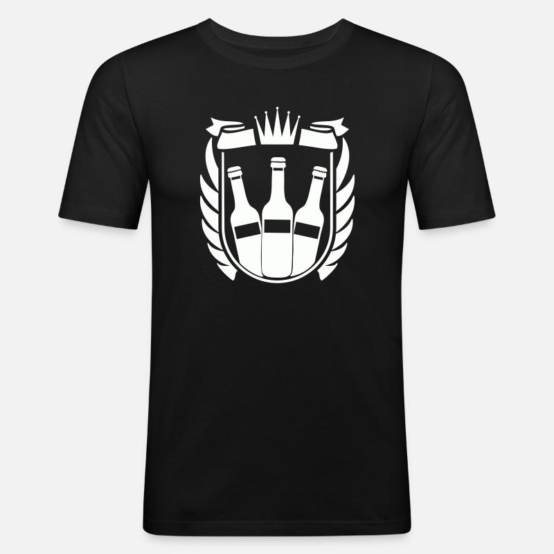 Bier Wappen - Männer Slim Fit T-Shirt - Schwarz