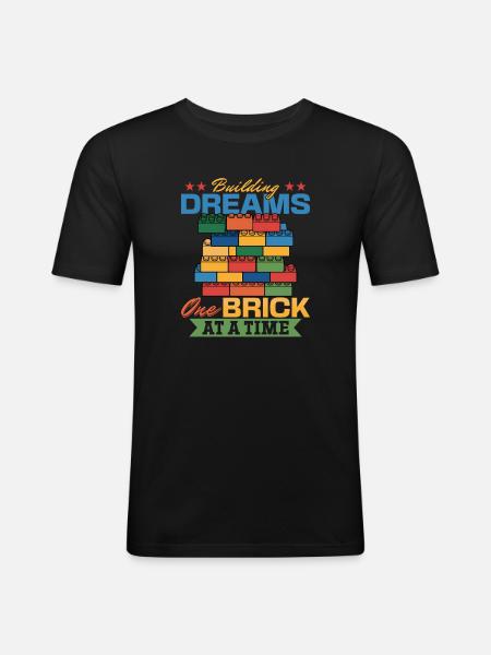 Building Blocks Kids Brick Builder - Men's Slim Fit T-Shirt - black