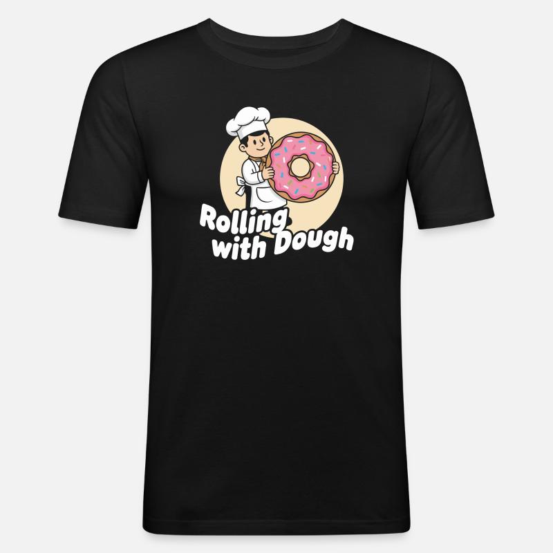 Donut Bäcker Cartoon - Männer Slim Fit T-Shirt - Schwarz