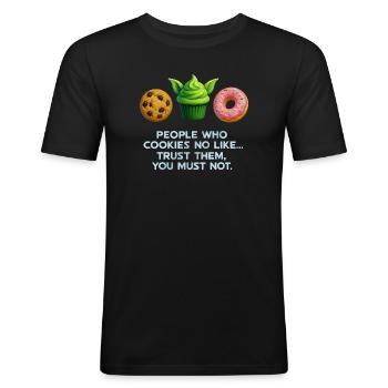 Chemise à muffins drôle Cookie Donut pour les amateurs de sucreries - T-shirt près du corps Homme - noir - Devant - Nik (191cm)