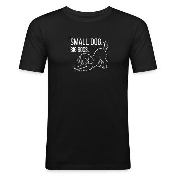 Zwergpudel, Malti-poo oder Königspudel  - Männer Slim Fit T-Shirt - Schwarz - Vorne - Nik (191cm)
